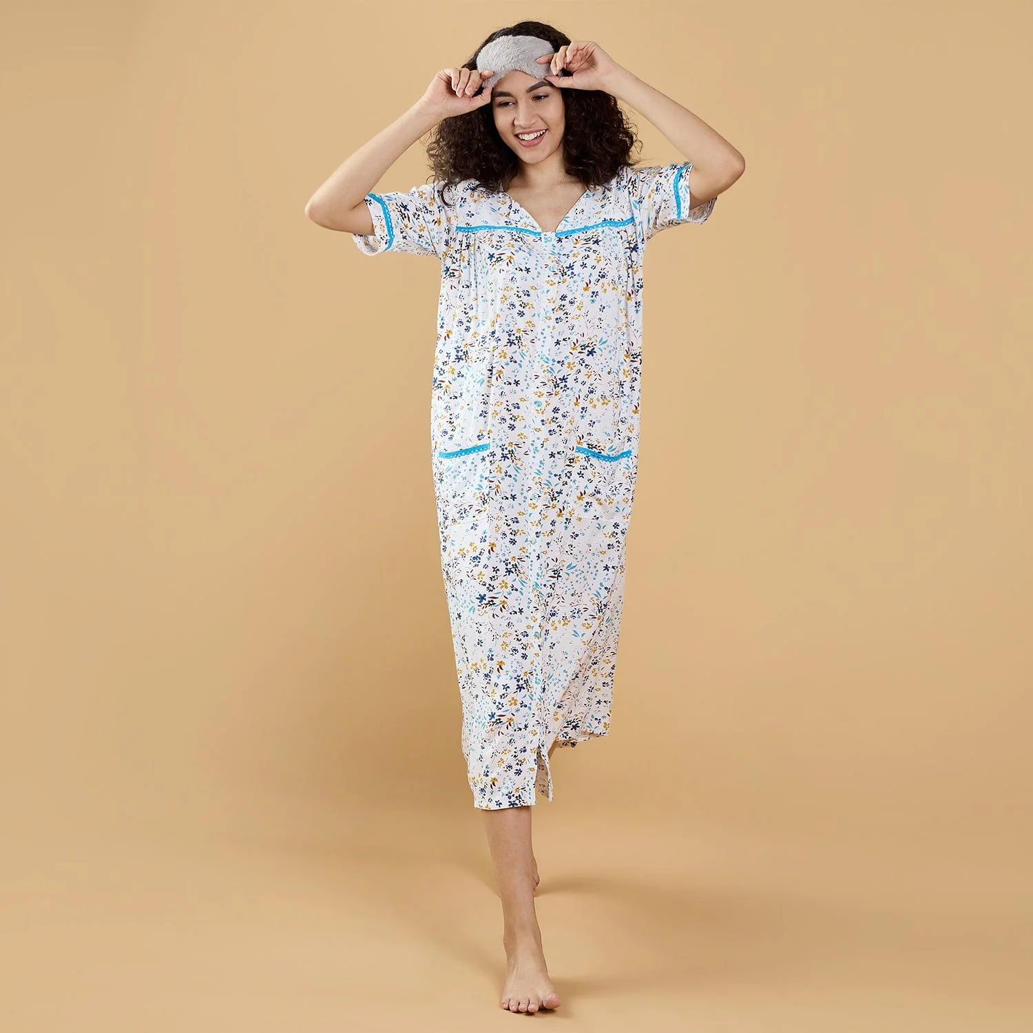 Multi Colour Cute Floral Charming Nightdress - Image 2