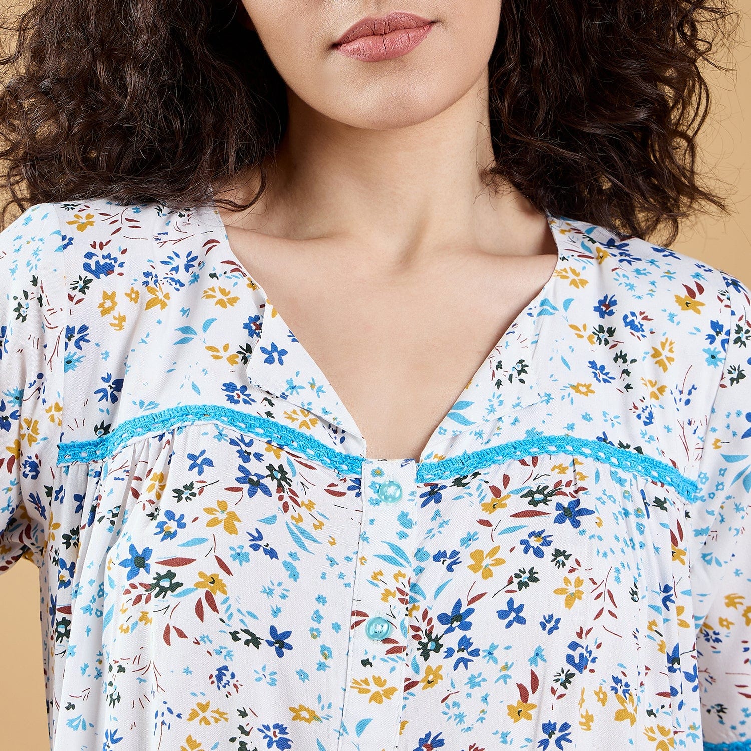 Multi Colour Cute Floral Charming Nightdress - Image 5