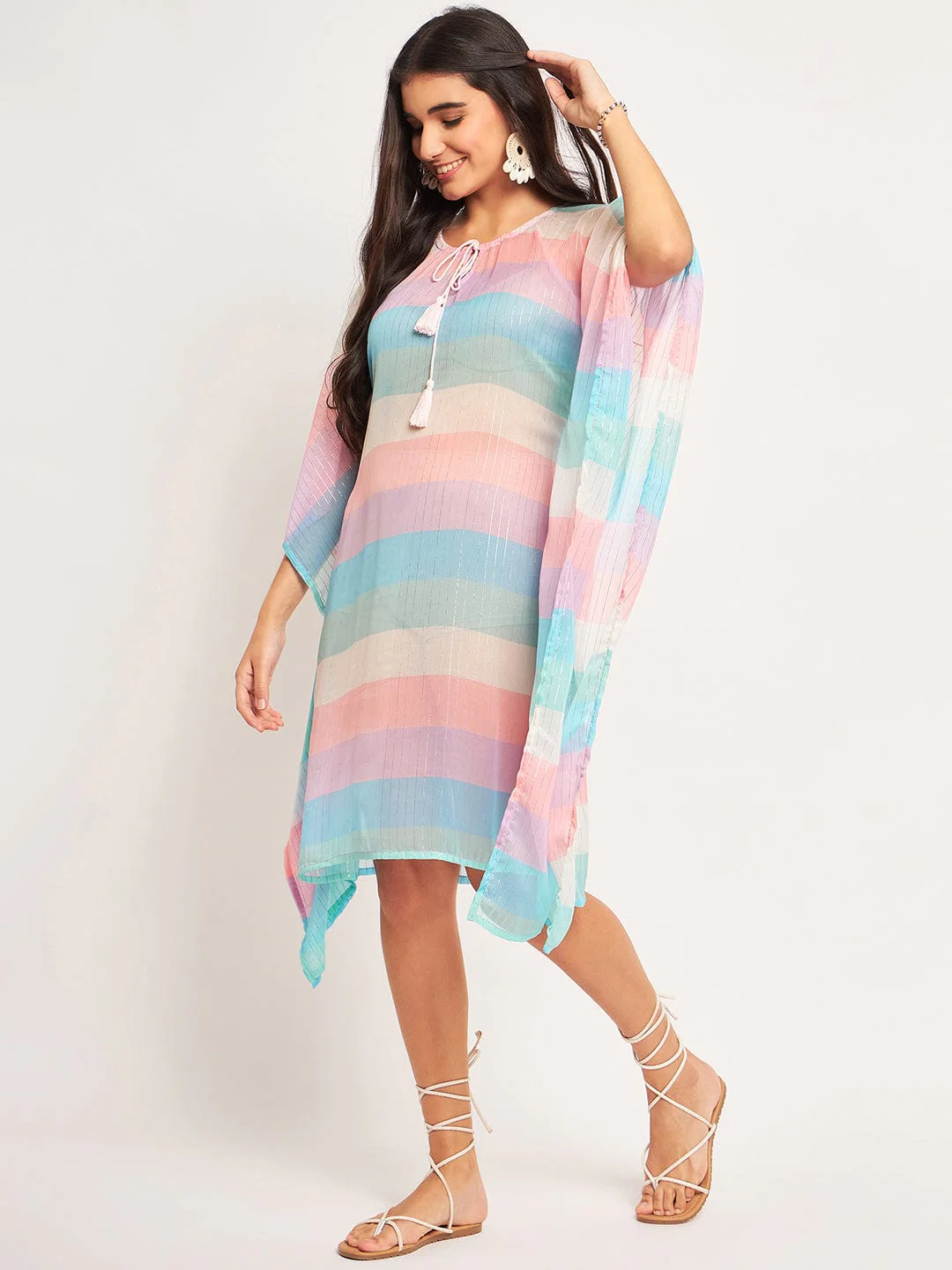 Multicolor Lurex Resort Cover-Up Kaftan - Image 3