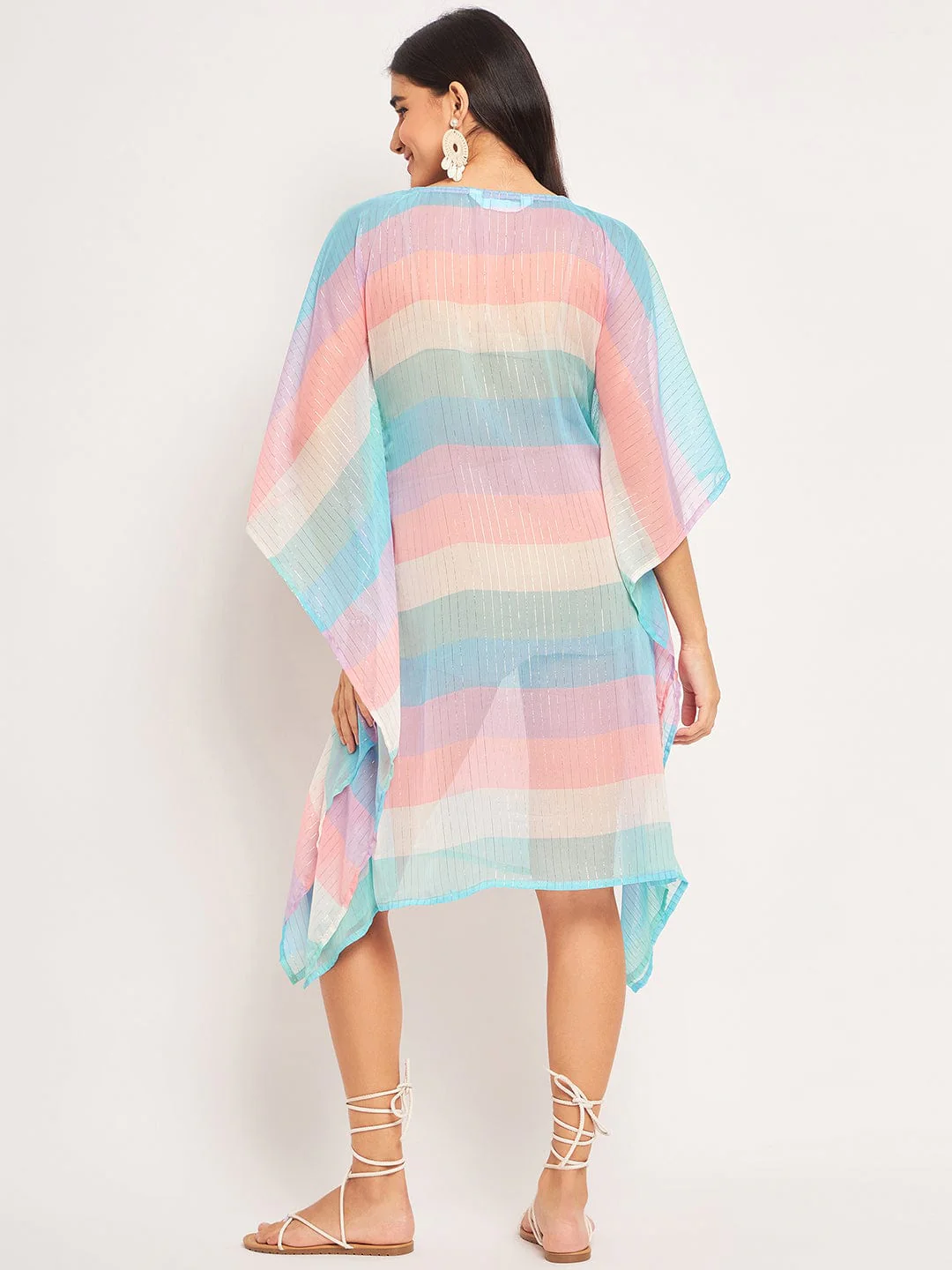 Multicolor Lurex Resort Cover-Up Kaftan - Image 4