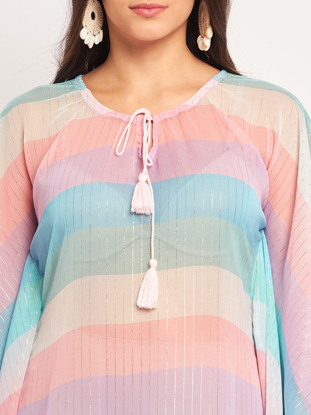 Multicolor Lurex Resort Cover-Up Kaftan - Image 5