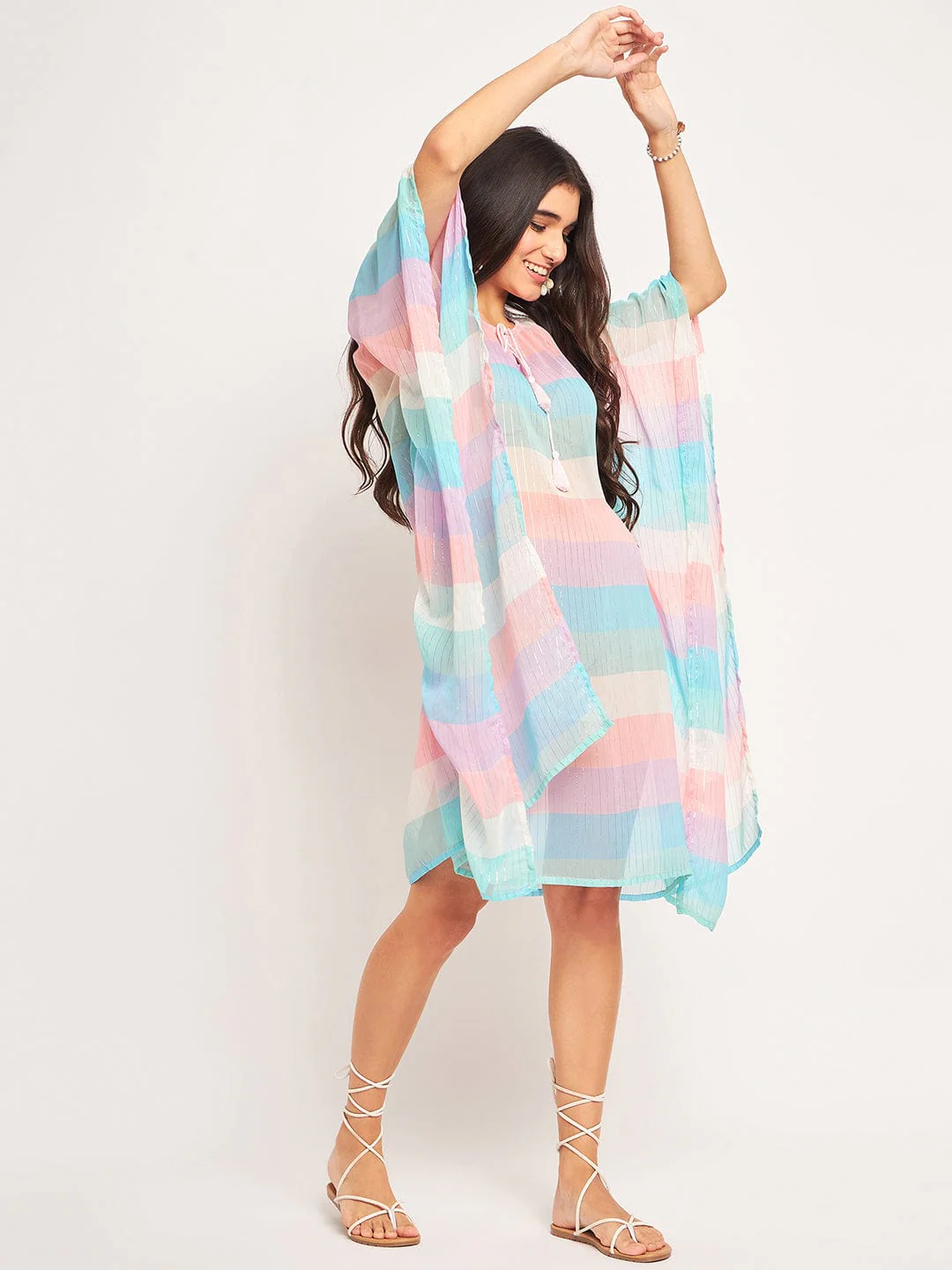 Multicolor Lurex Resort Cover-Up Kaftan - Image 6