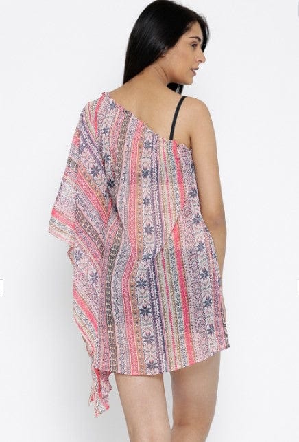 Multicolor Printed One Shoulder Kaftan Top - Image 3