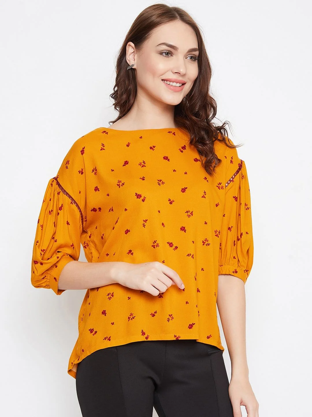 MUSTARD FLORAL PRINTED TOP - (Clearance - Final Sale) - Image 4