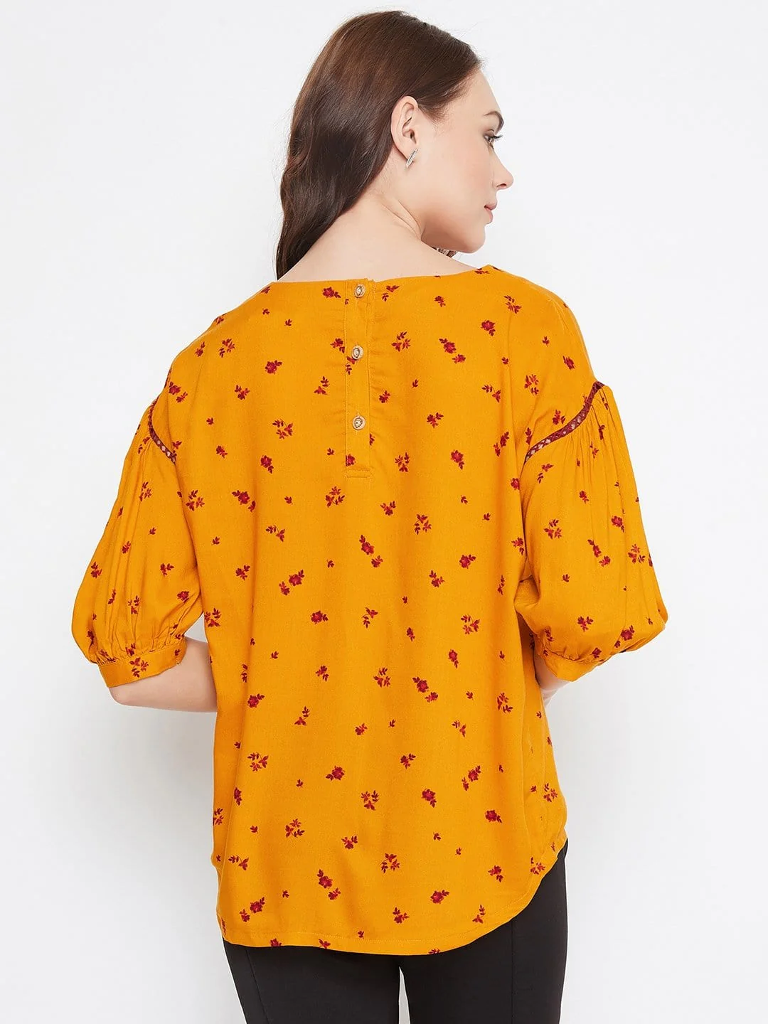 MUSTARD FLORAL PRINTED TOP - (Clearance - Final Sale) - Image 5