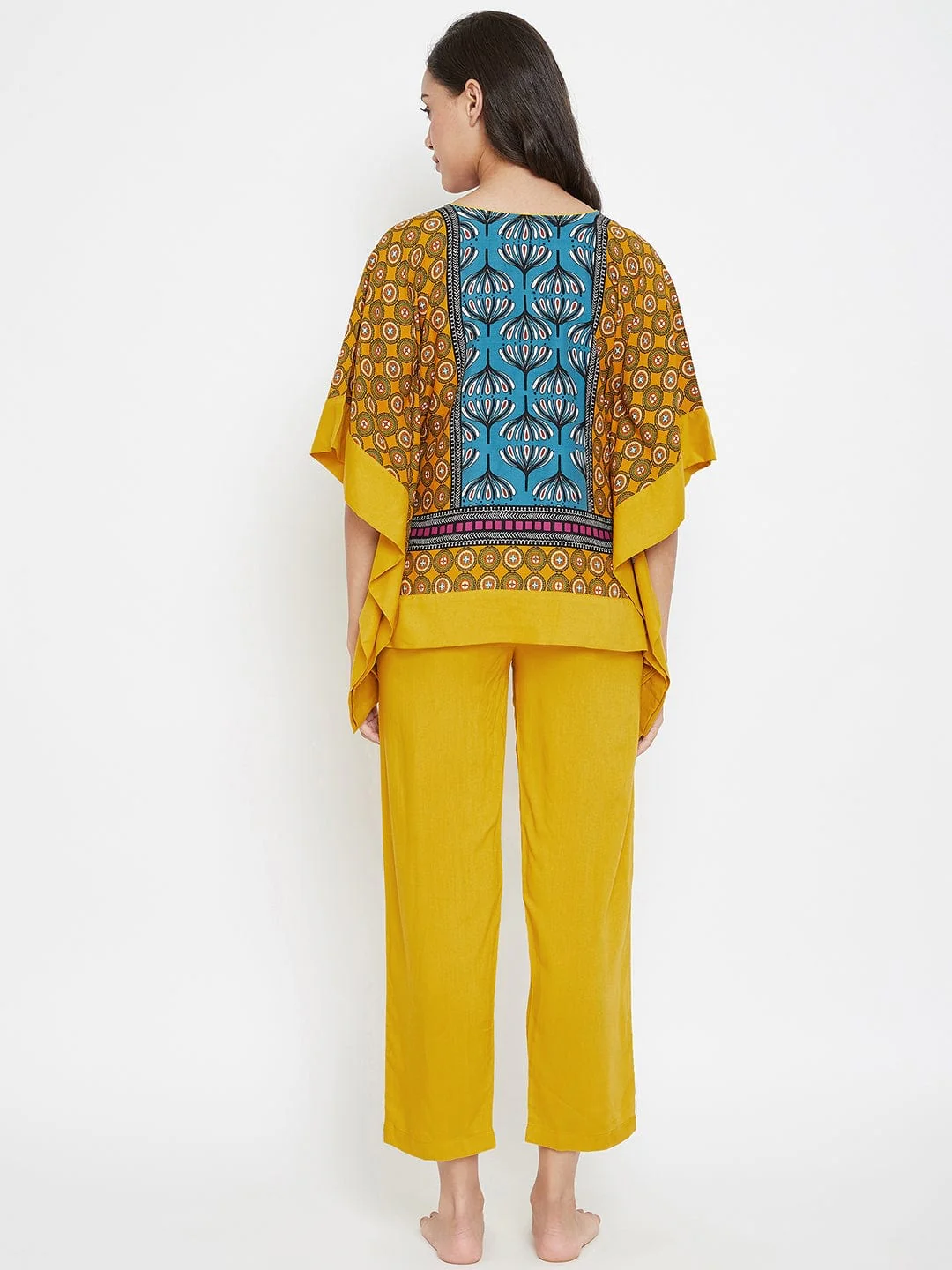 Mustard Magic Kaftan Pyjama Set - Image 4