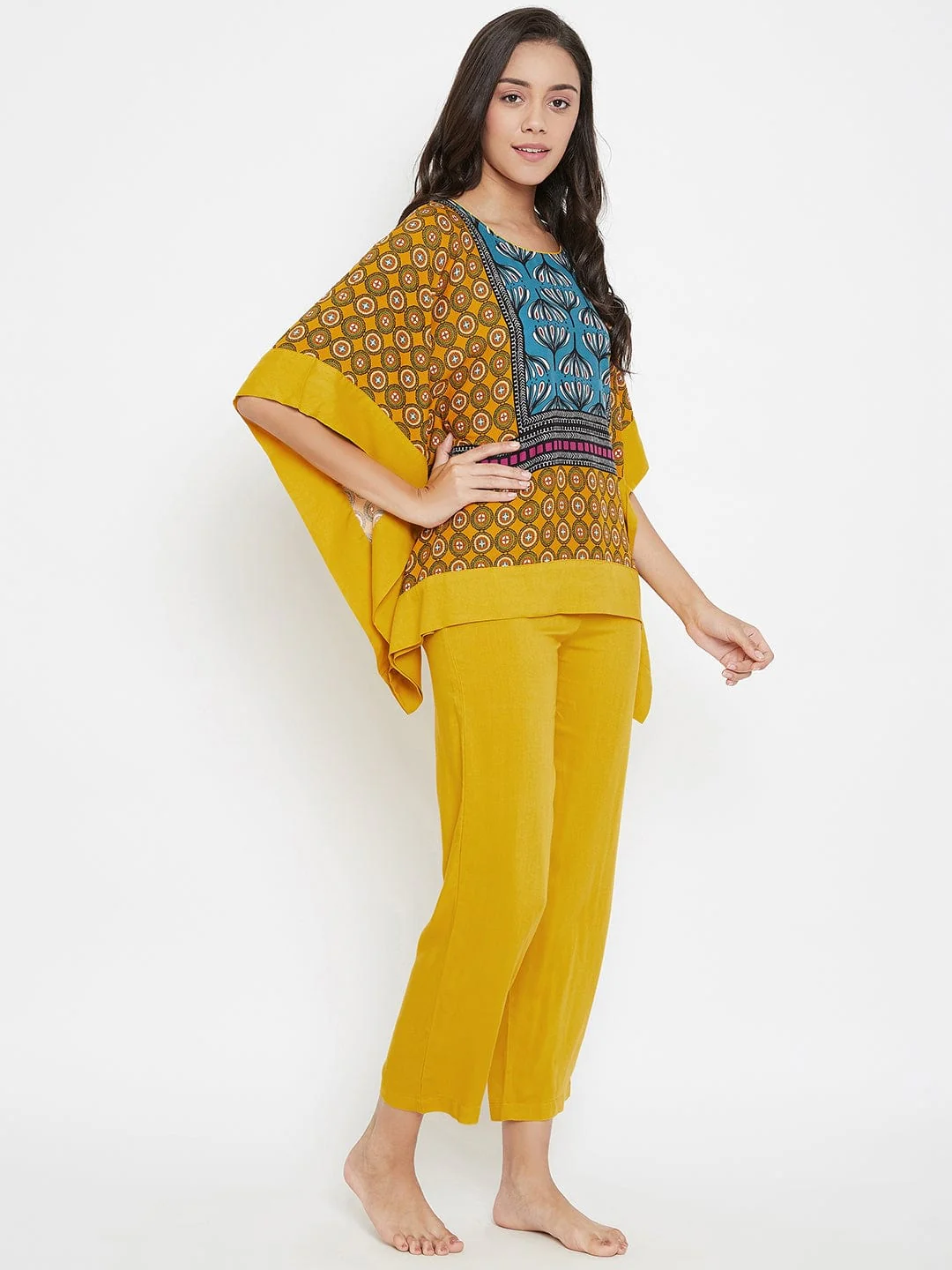 Mustard Magic Kaftan Pyjama Set - Image 6