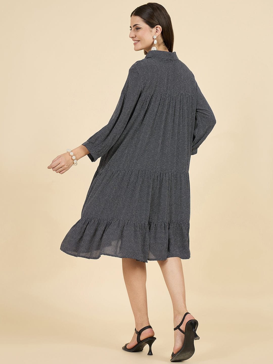 Navy Polka Dot Modal Maternity Dress – Soft & Flowy Comfort - Image 5