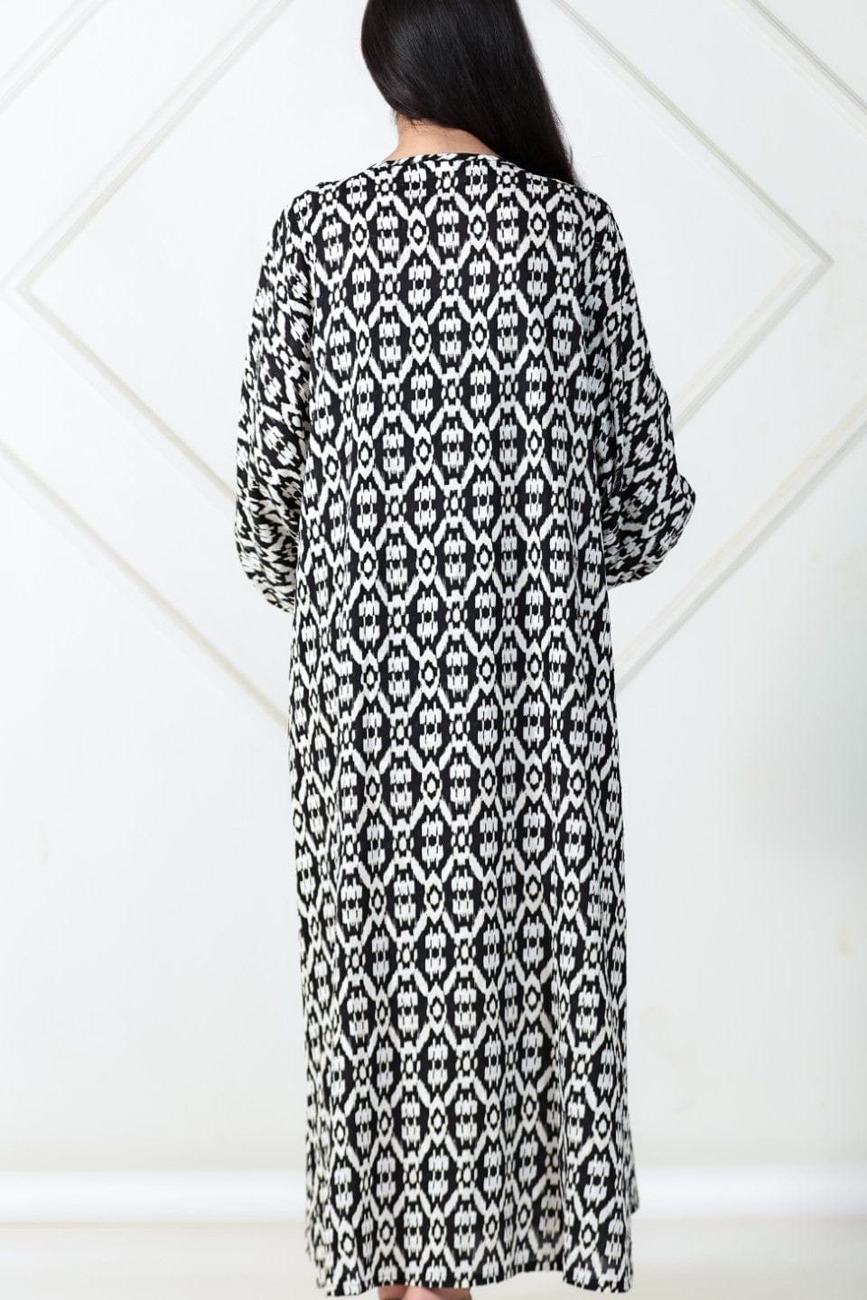 Black Ikat Maternity Nursing Dress - Image 3