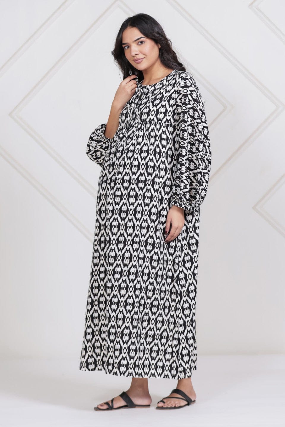 Black Ikat Maternity Nursing Dress - Image 7