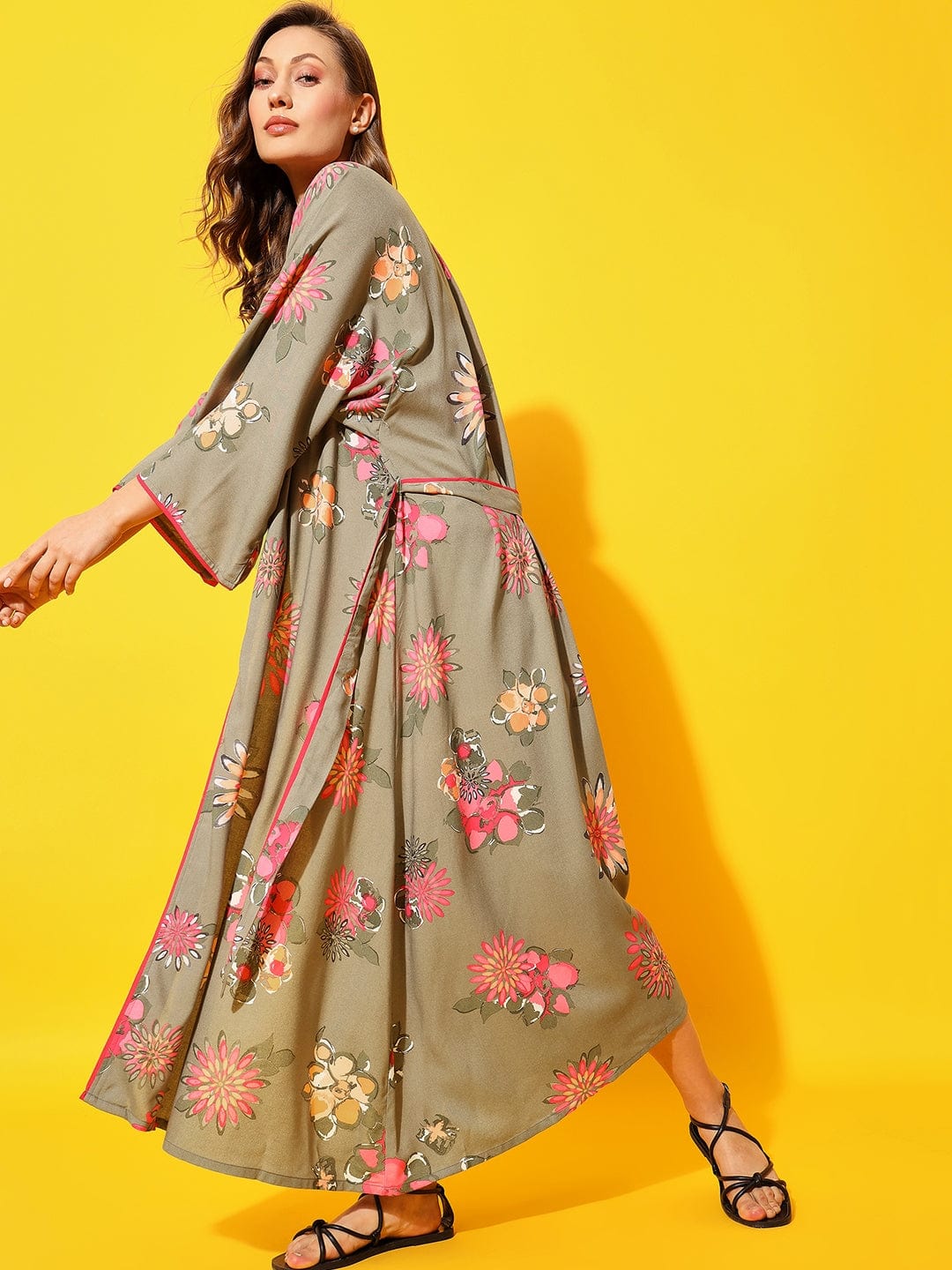 Olive Flora Kimono Cover-Up - Image 3