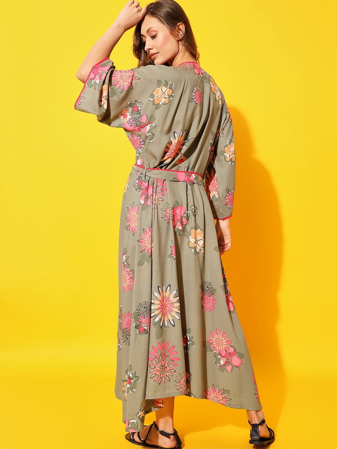 Olive Flora Kimono Cover-Up - Image 4