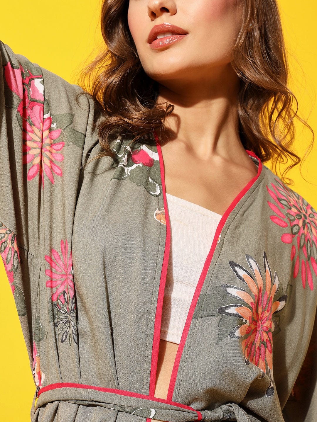 Olive Flora Kimono Cover-Up - Image 5