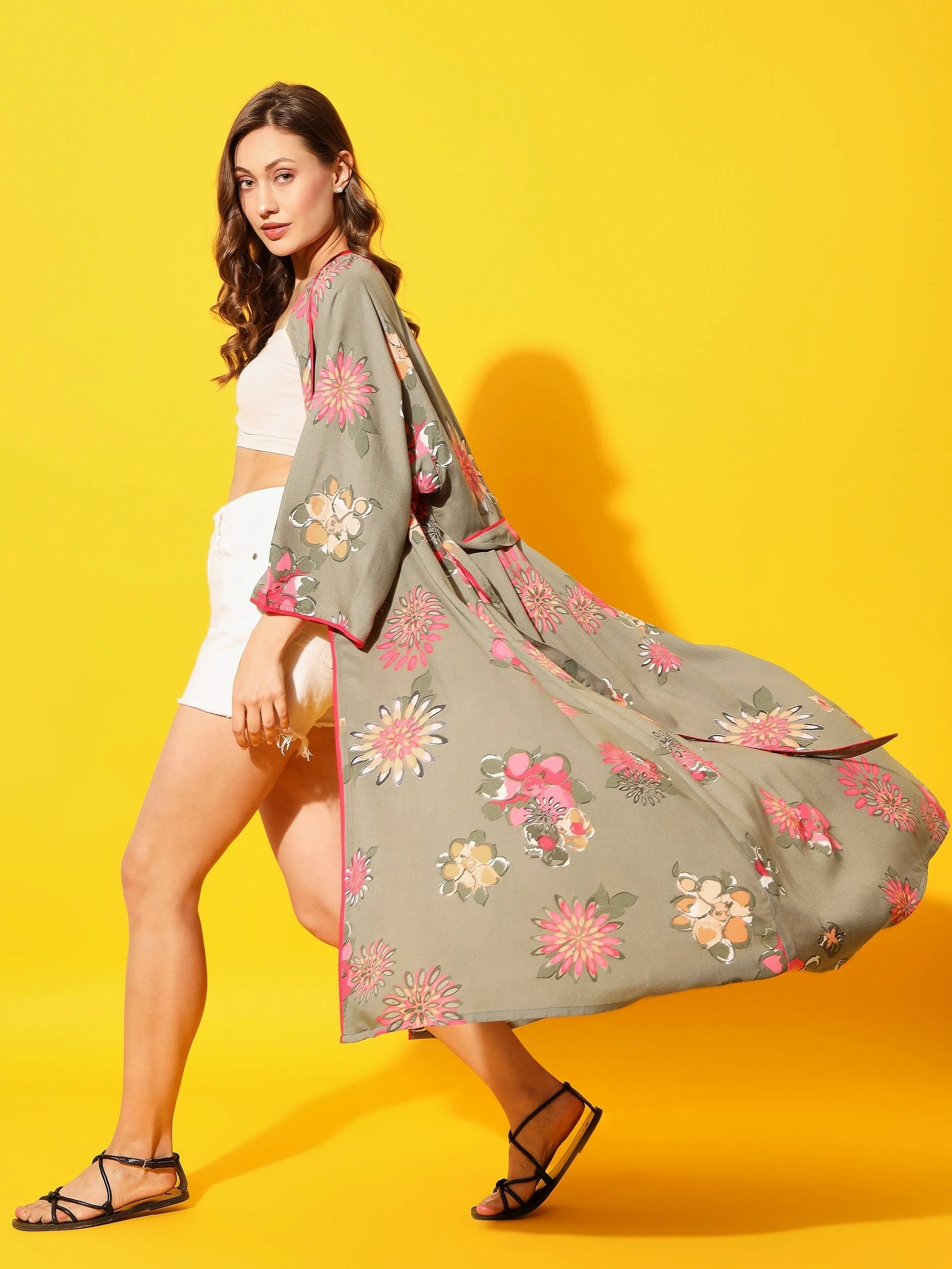Olive Flora Kimono Cover-Up - Image 6