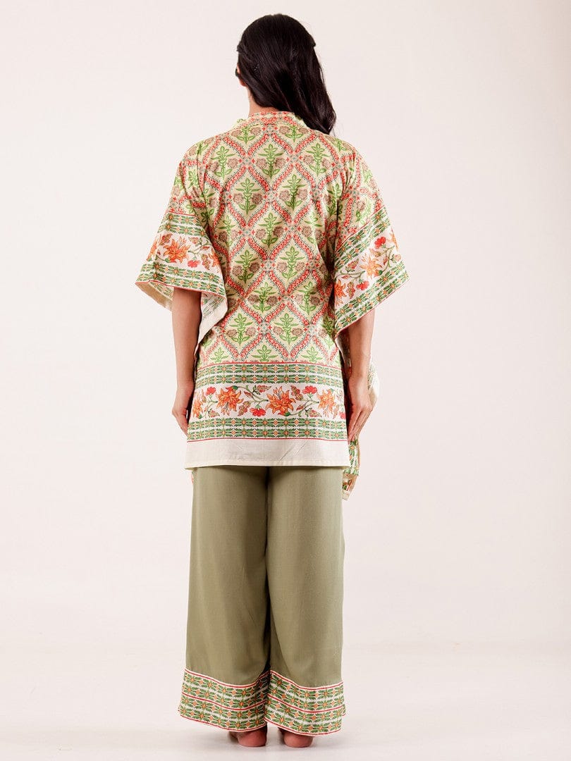 Olive Printed Viscose Rayon Nightwear Pyjama Set - Image 5