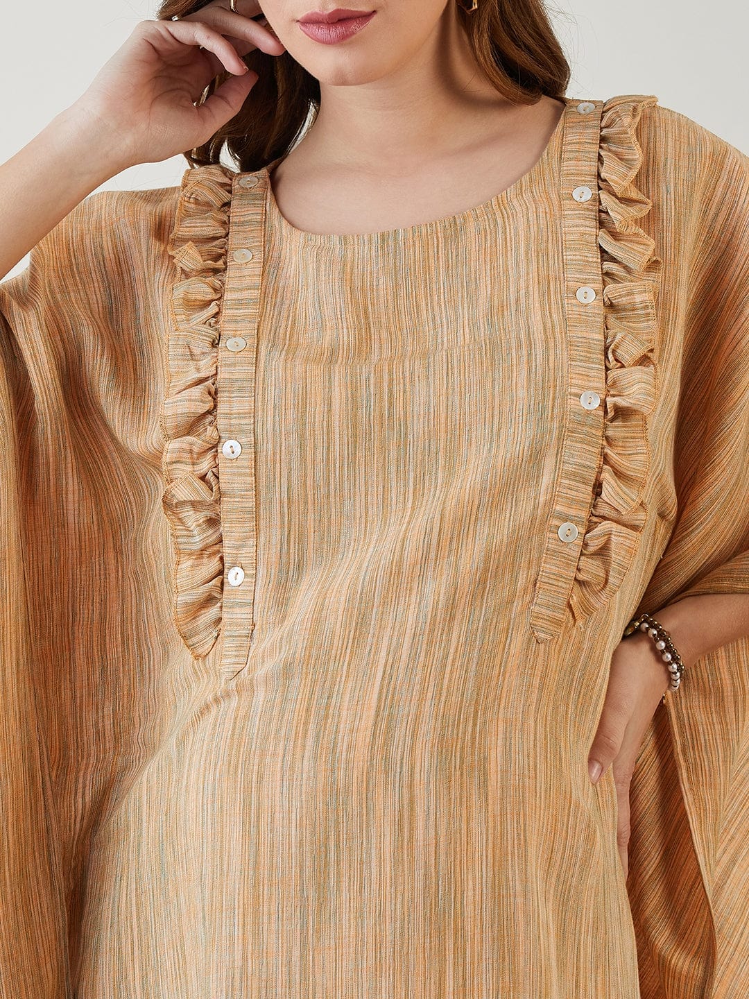 Orange Linen Handloom Cotton Maternity Kaftan - Image 5
