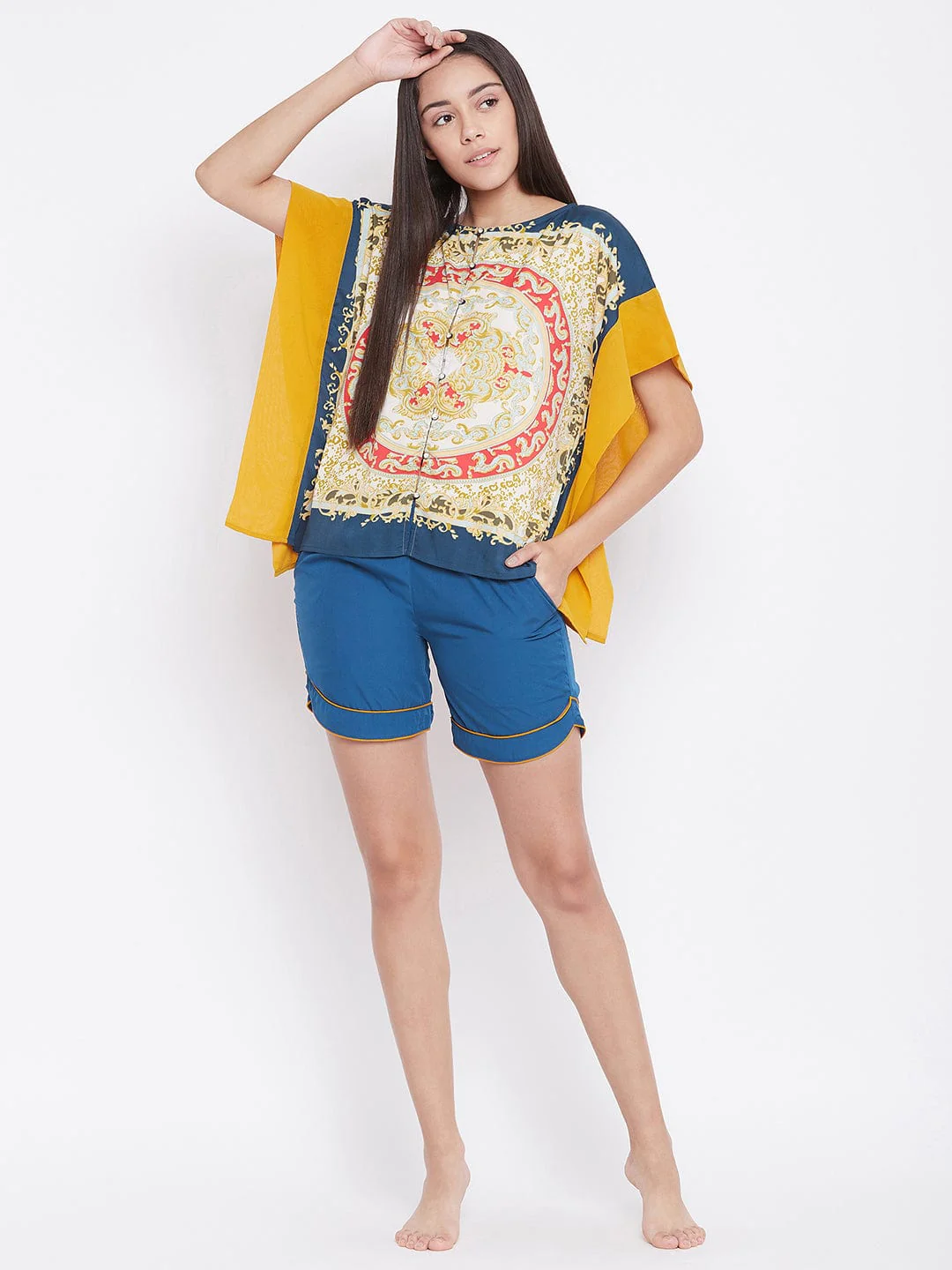 ORNAMENTAL PRINT KAFTAN SHORTS SET - (Clearance - Final Sale) - Image 2