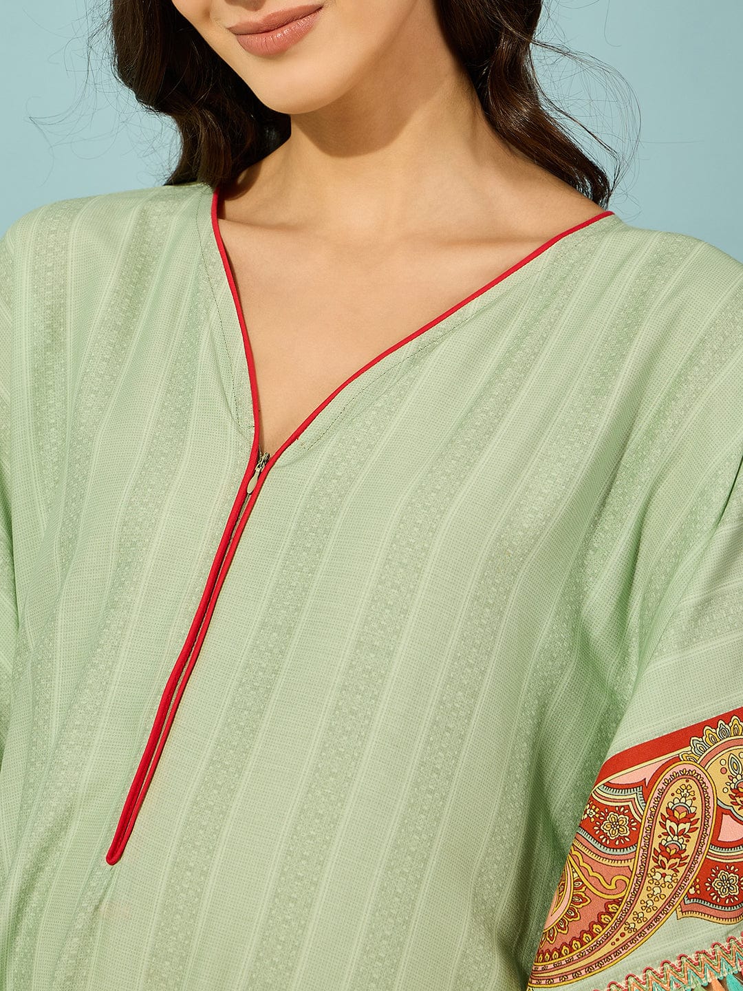 Paisley Green Maternity & Feeding Kaftan - Image 5