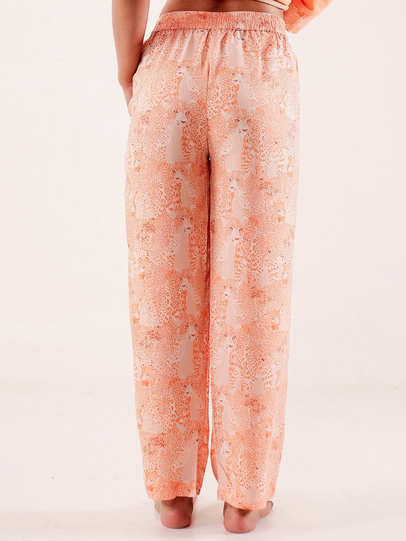 Peach Animal Printed Viscose Rayon Pyjama Set - Image 7