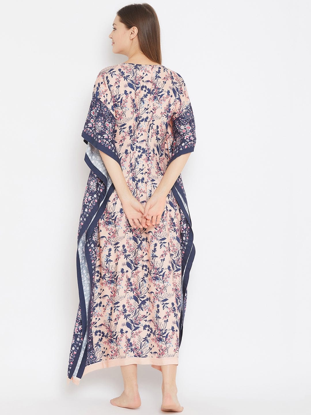 Peach Floral Maxi Kaftan - Image 4