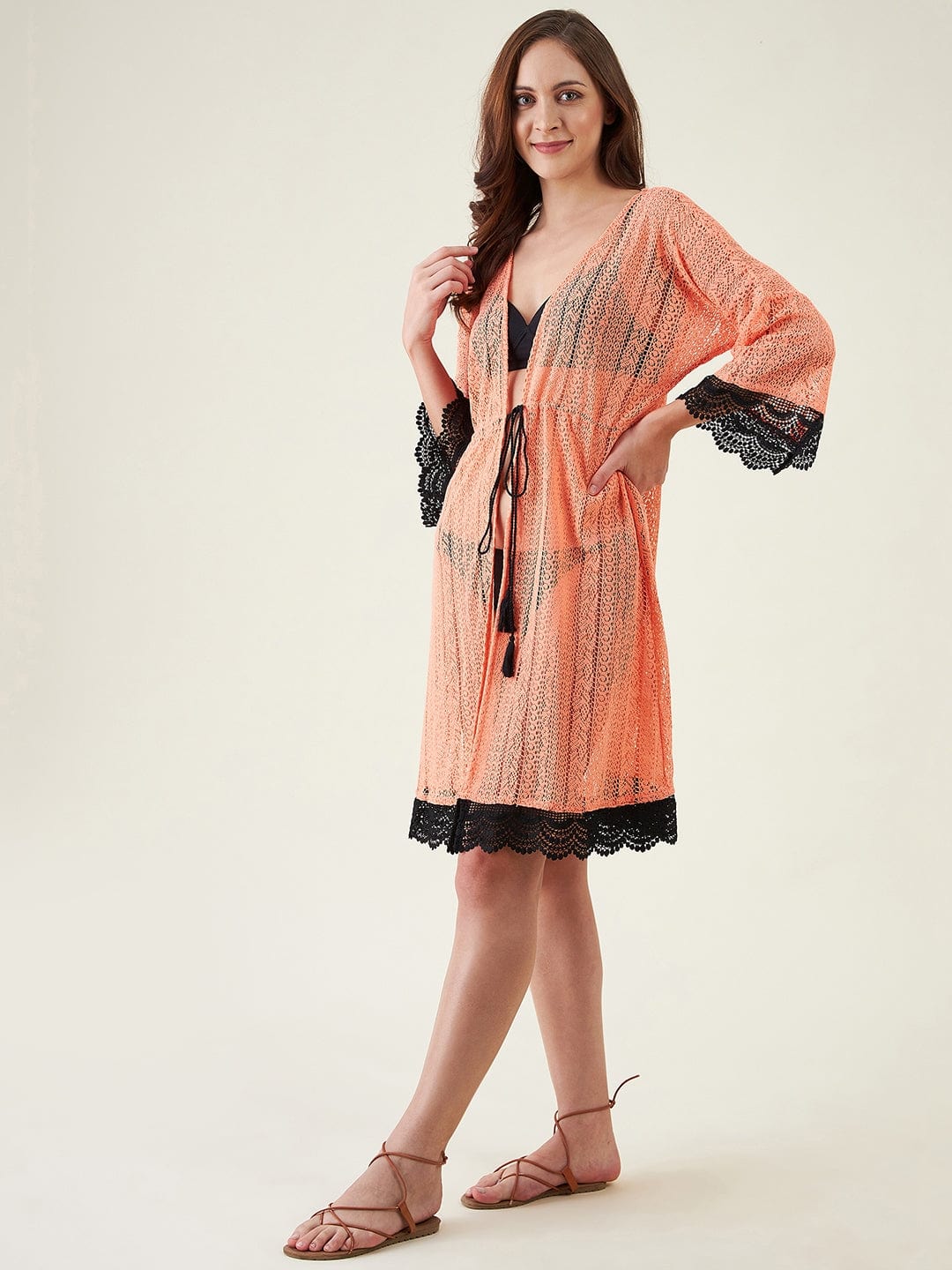 Peach Rush Lace Resort Coverup - Image 3