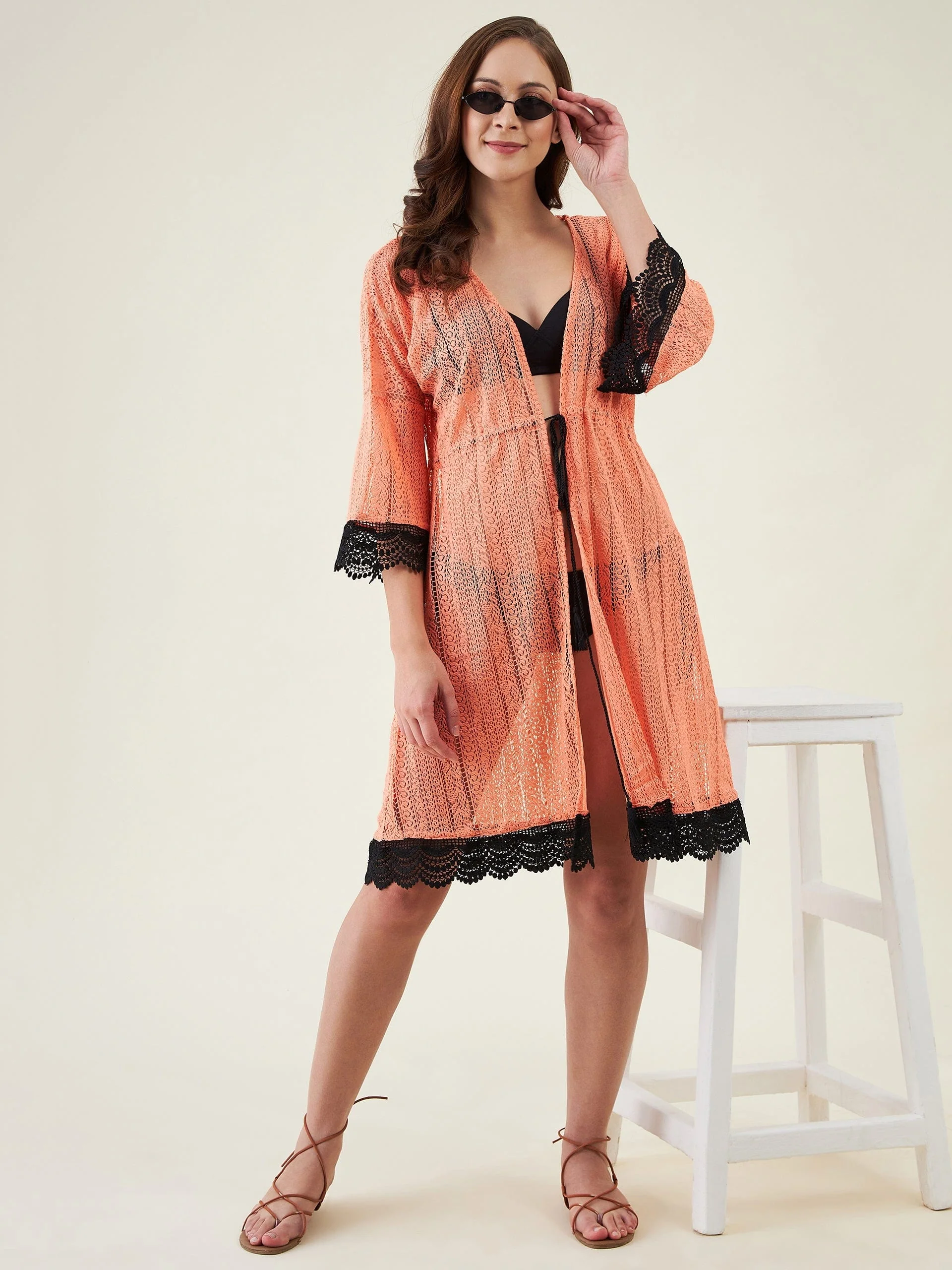 Peach Rush Lace Resort Coverup - Image 4