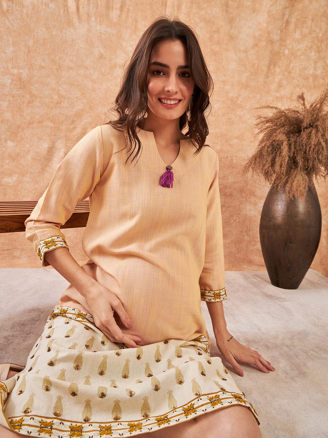 Peachy Chic Hand Embroidered Maternity Dress - Image 6