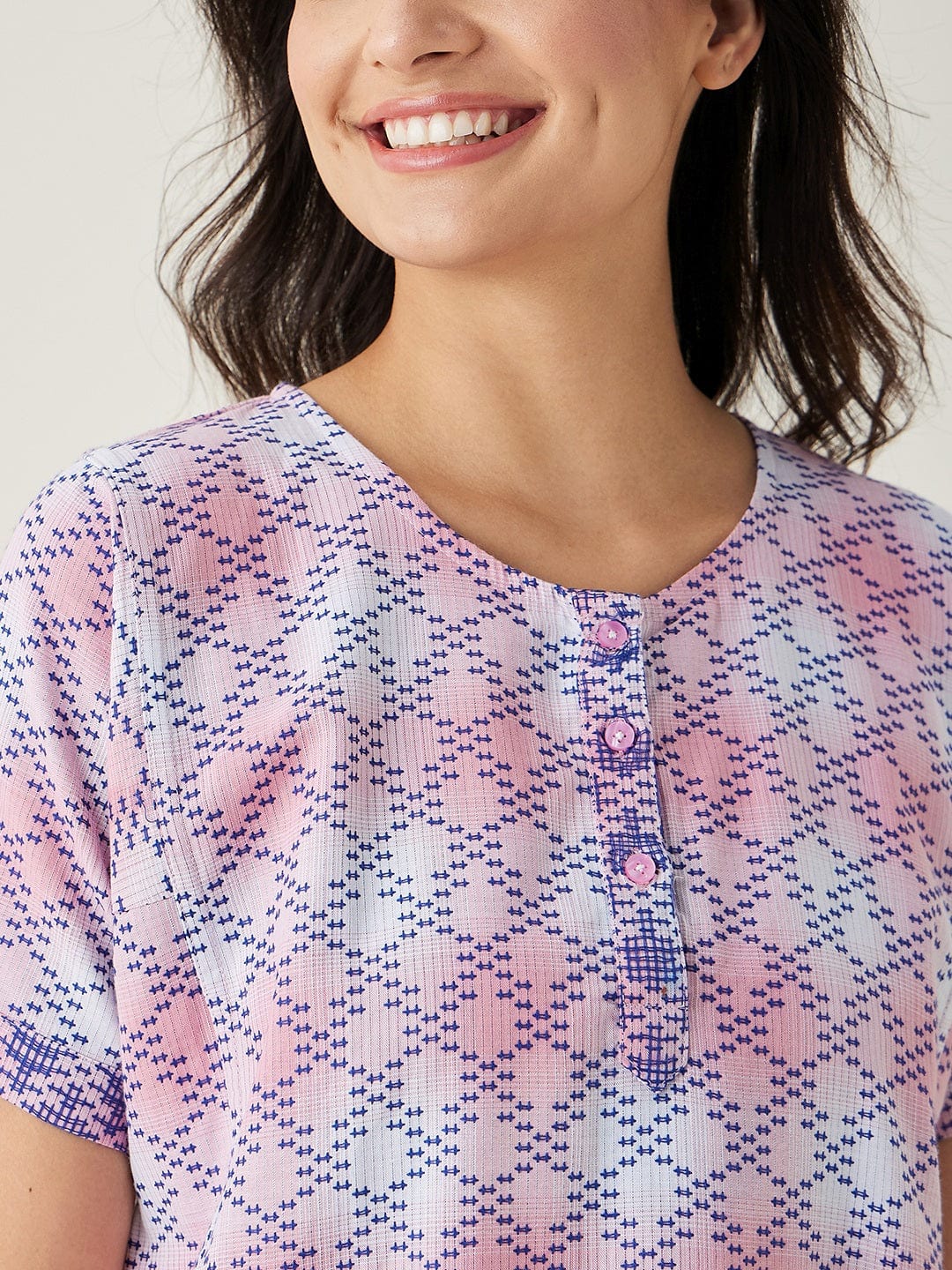 Pink and White Textured Nightdress - Image 5