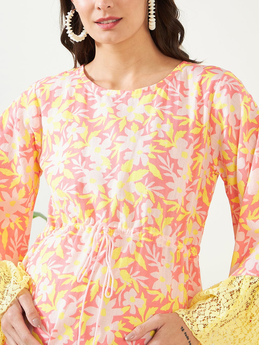 Pink Blossom and Lace Maternity Dress - Image 5