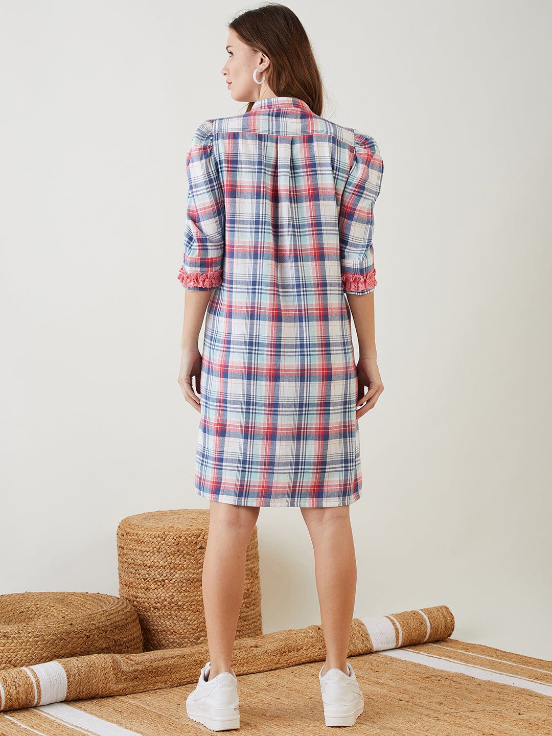 Pink Checked Ruffled Nursing Dress - Image 4