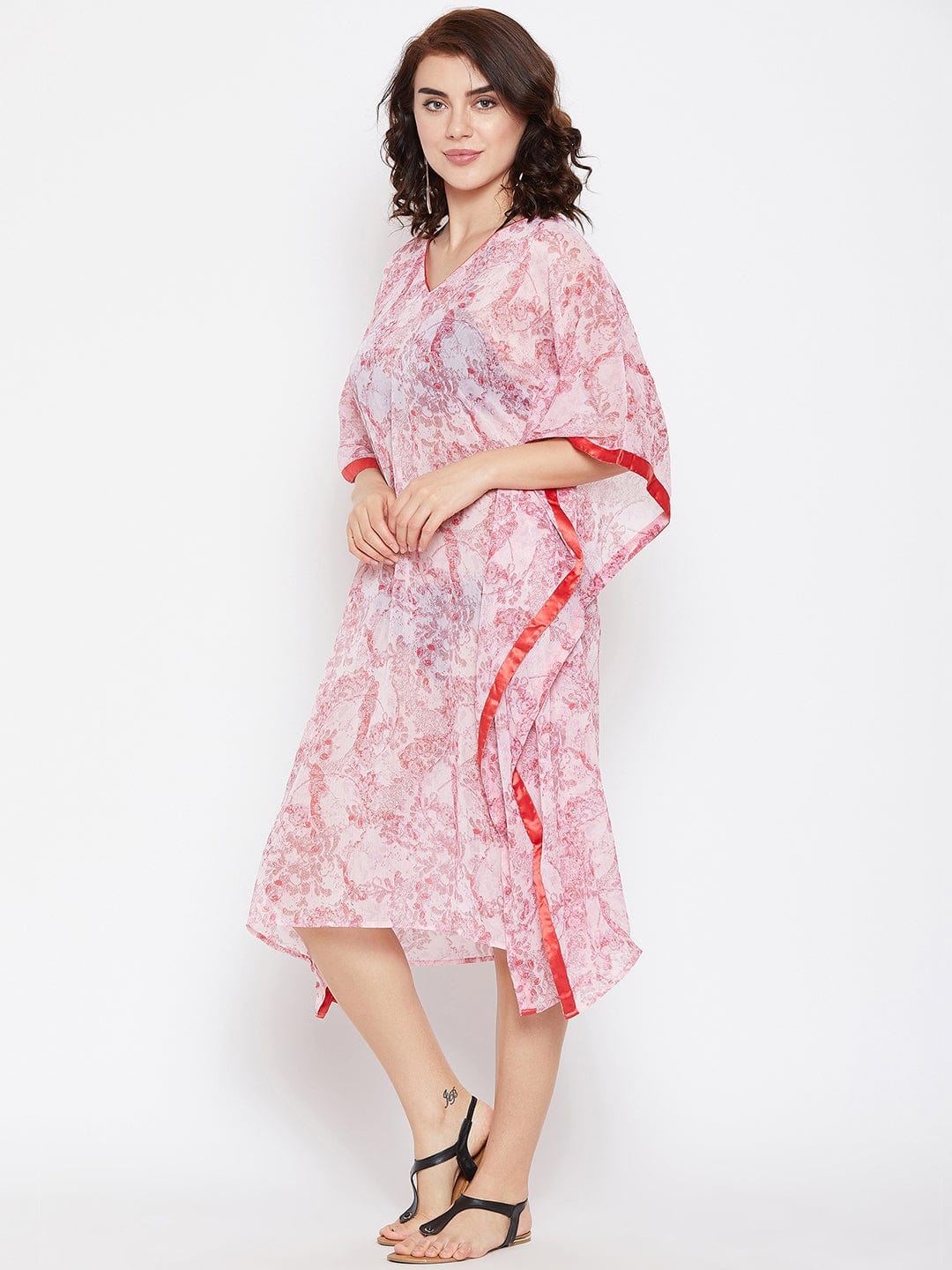 Pink Flower Sheer Kaftan Coverup (Final Sale) - Image 3