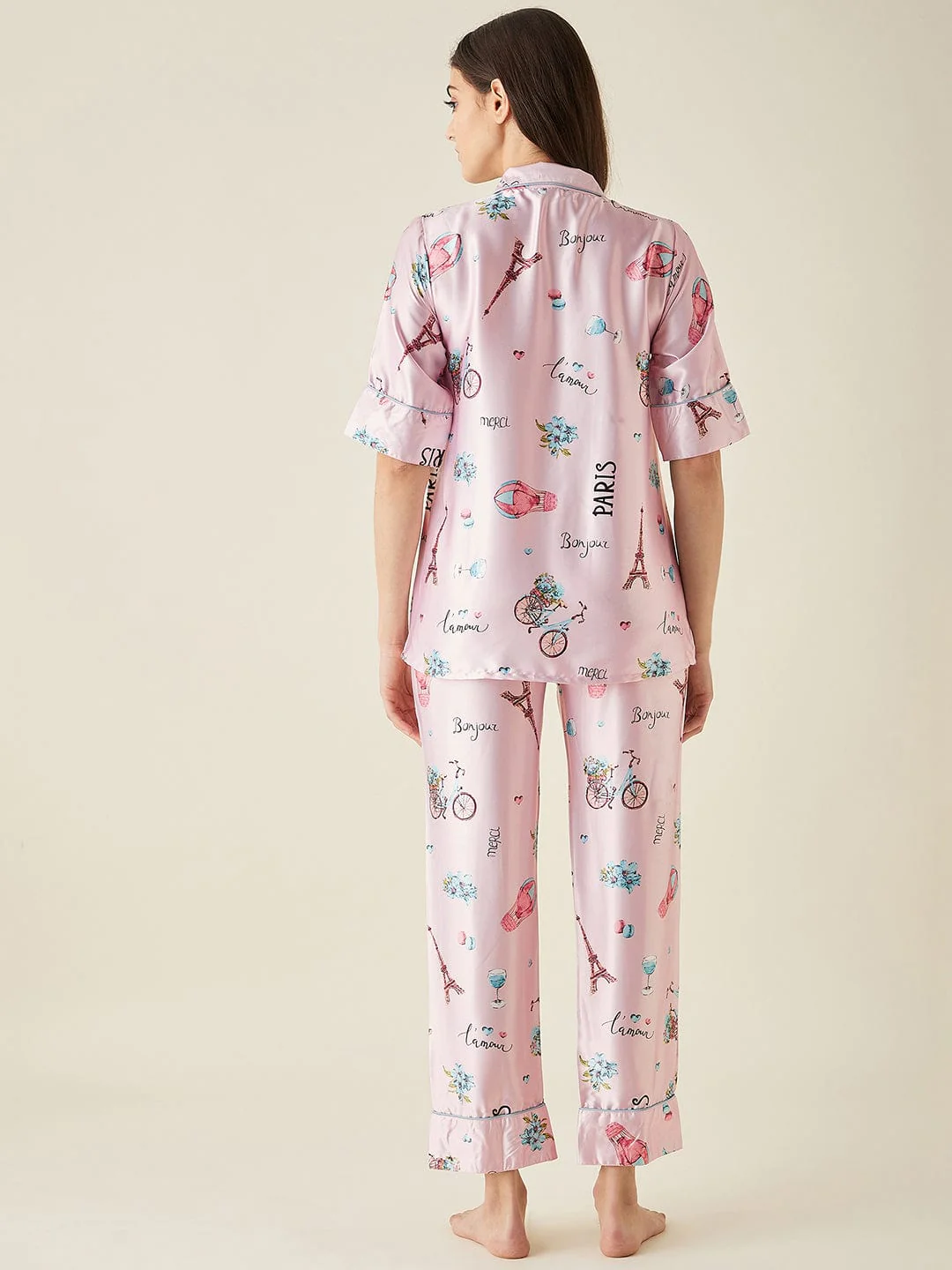 Pink Parachute Satin Pyjama Set - Image 4
