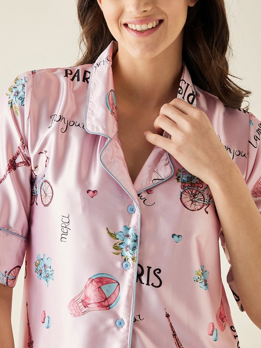 Pink Parachute Satin Pyjama Set - Image 6