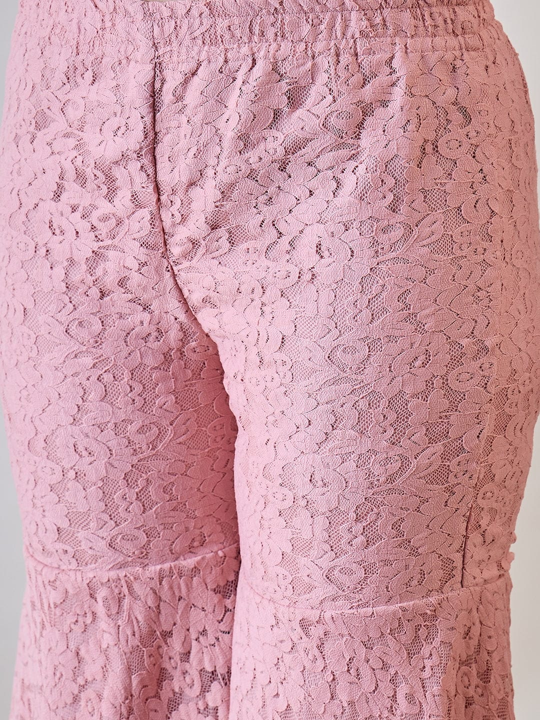 Pink Sheer Embroidered Lace Cord Set - Image 6