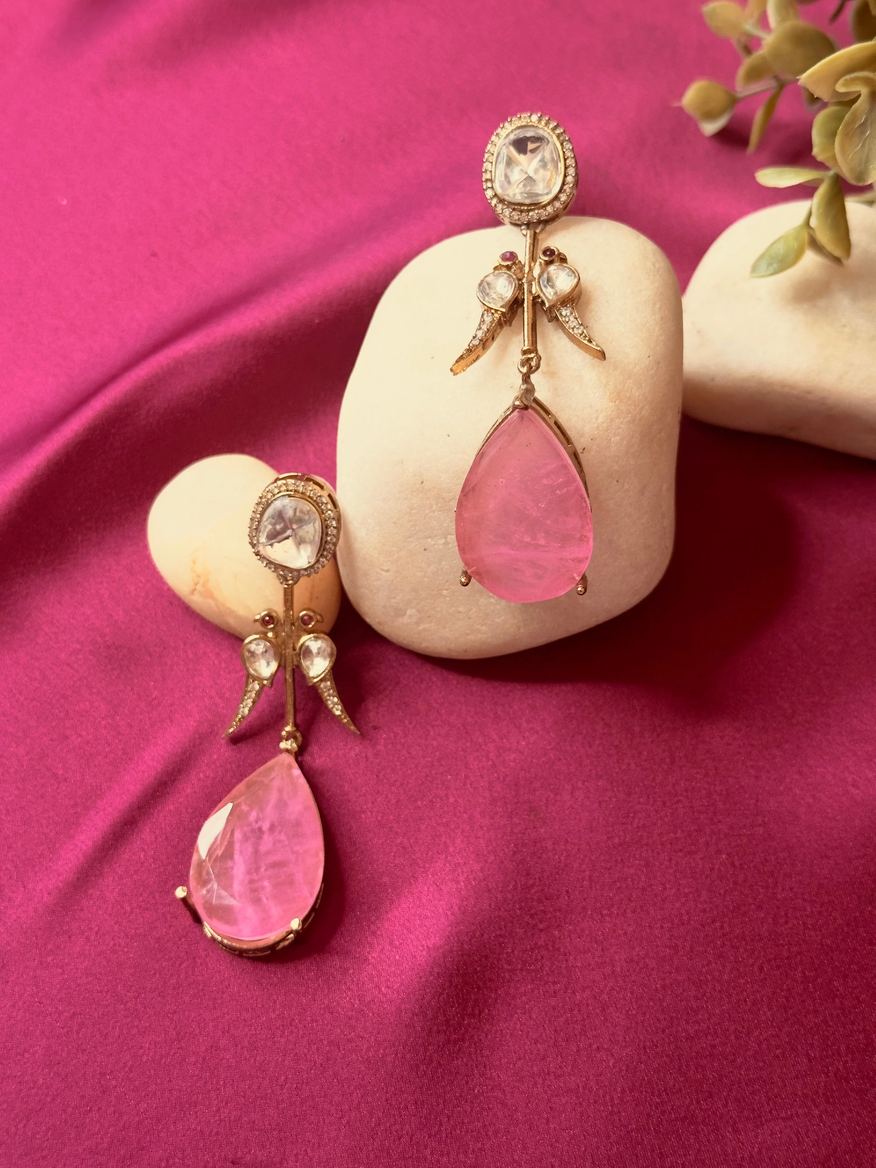 Polki & Rose Pink Drop Earrings