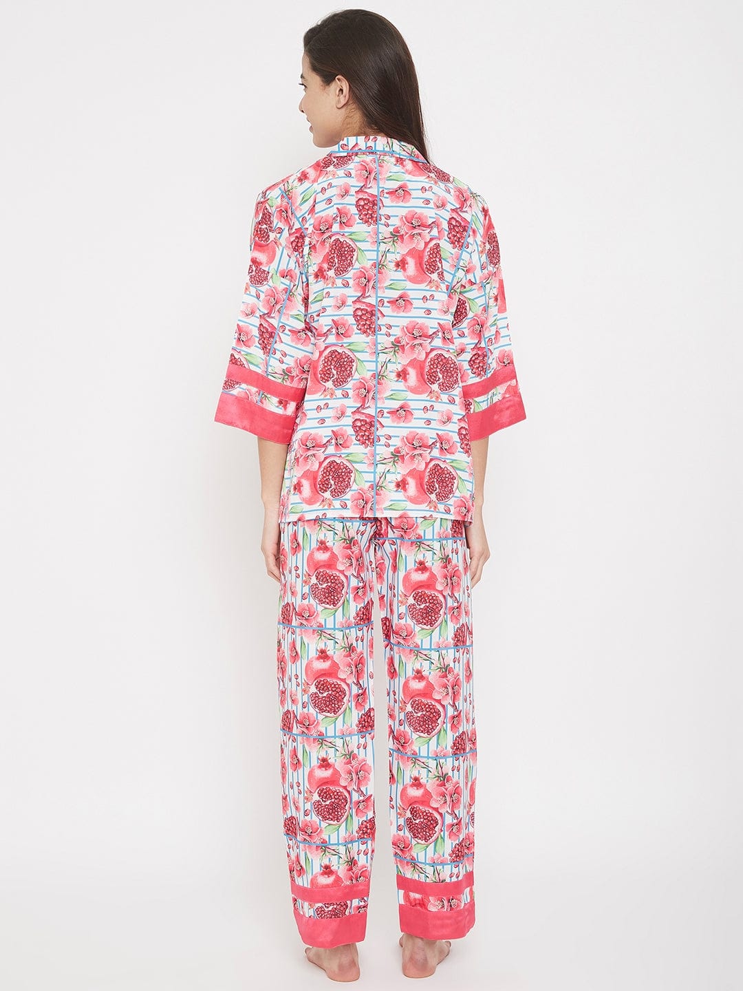 Pomegranate Printed Striped Pyjama Set - (Clearance - Final Sale) - Image 5