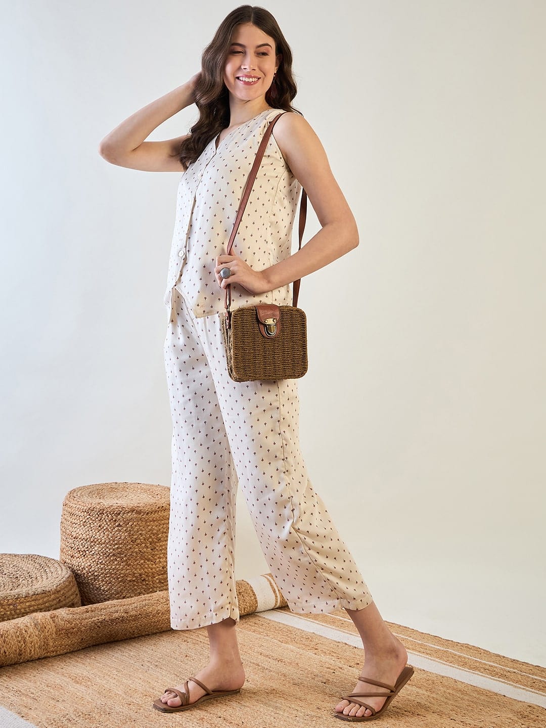 Premium Cotton Satin Coord Set with Waistcoat Styling - Image 6