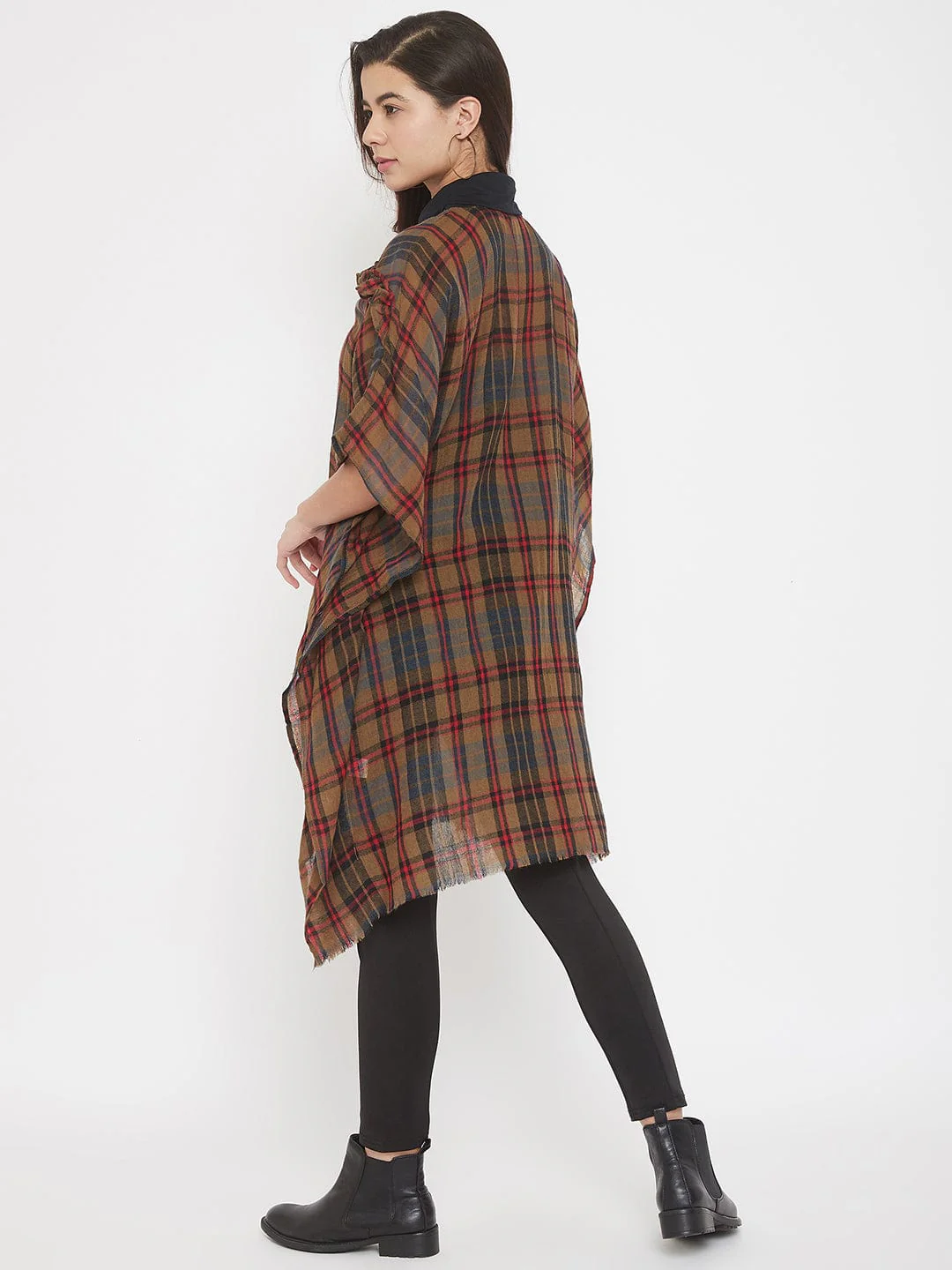 PREMIUM WOOL CHECKS  KAFTAN W/RUFFLES (Final Sale) - Image 4
