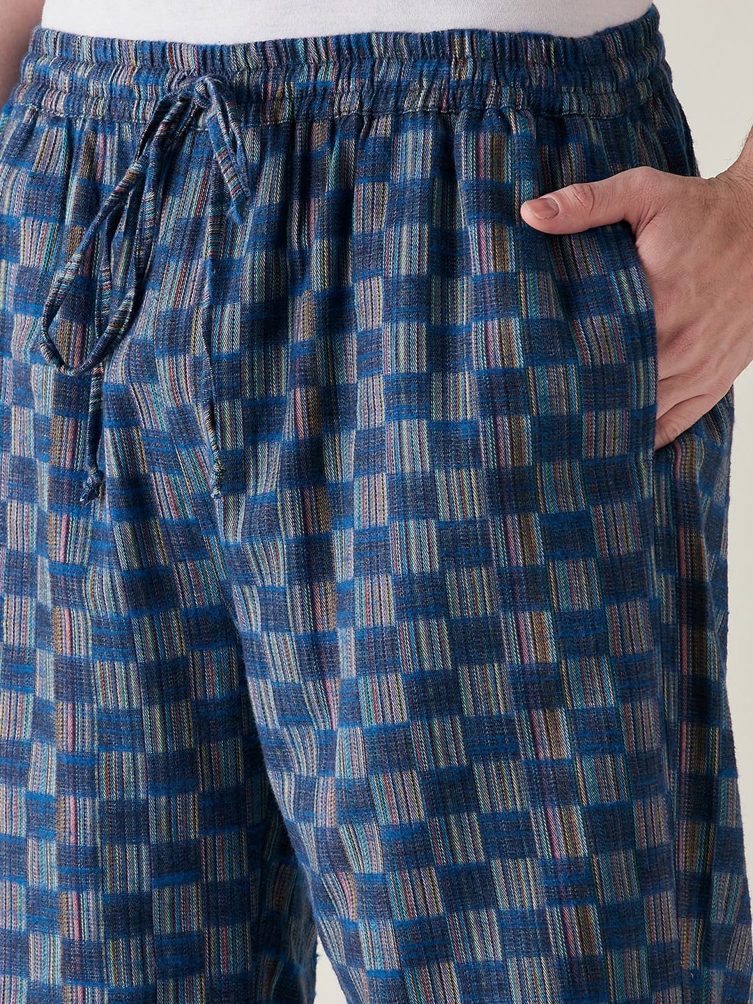 Mens Pure Cotton Blue checks Pyjama - Image 5
