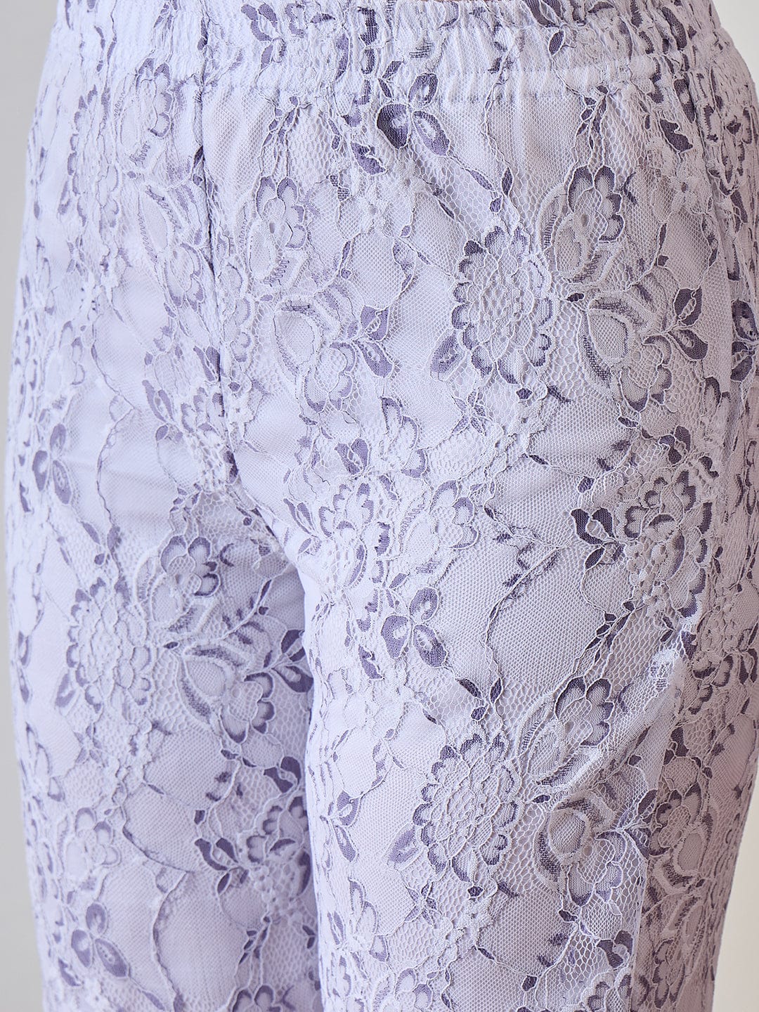 Purple and White Frilled, Delicate, Sheer Lace Cord Set - Image 6