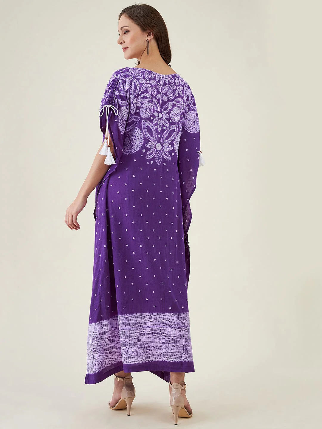 Purple Flora Shibori Tie dye Kaftan Dress - Image 5