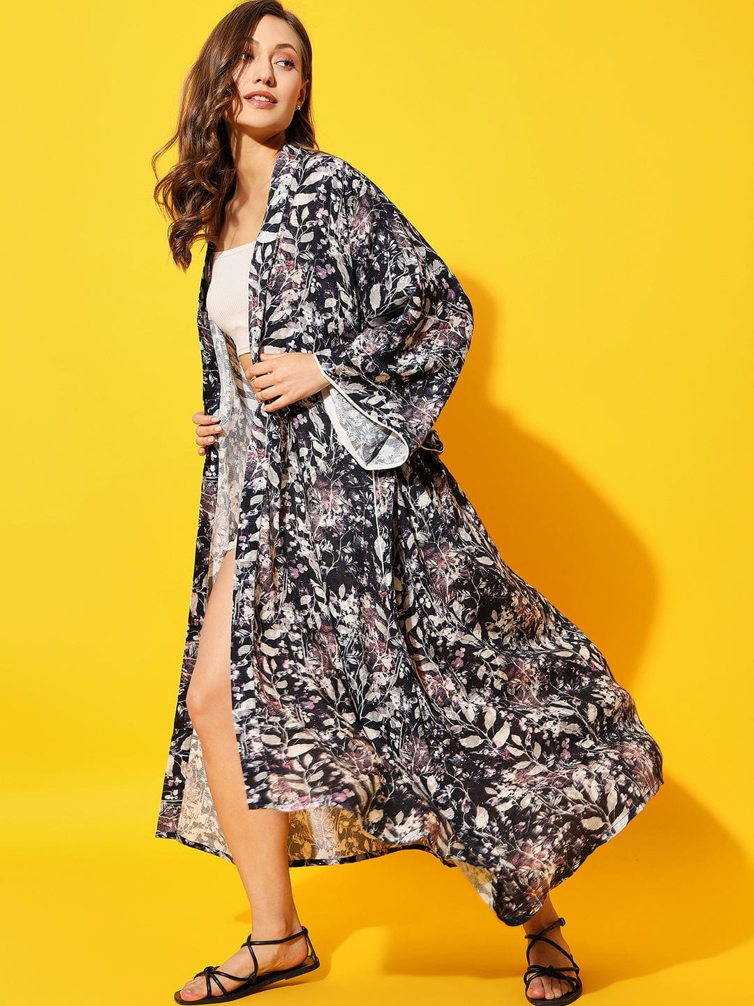 Purple Leaves Kimono Cover-Up - Image 3