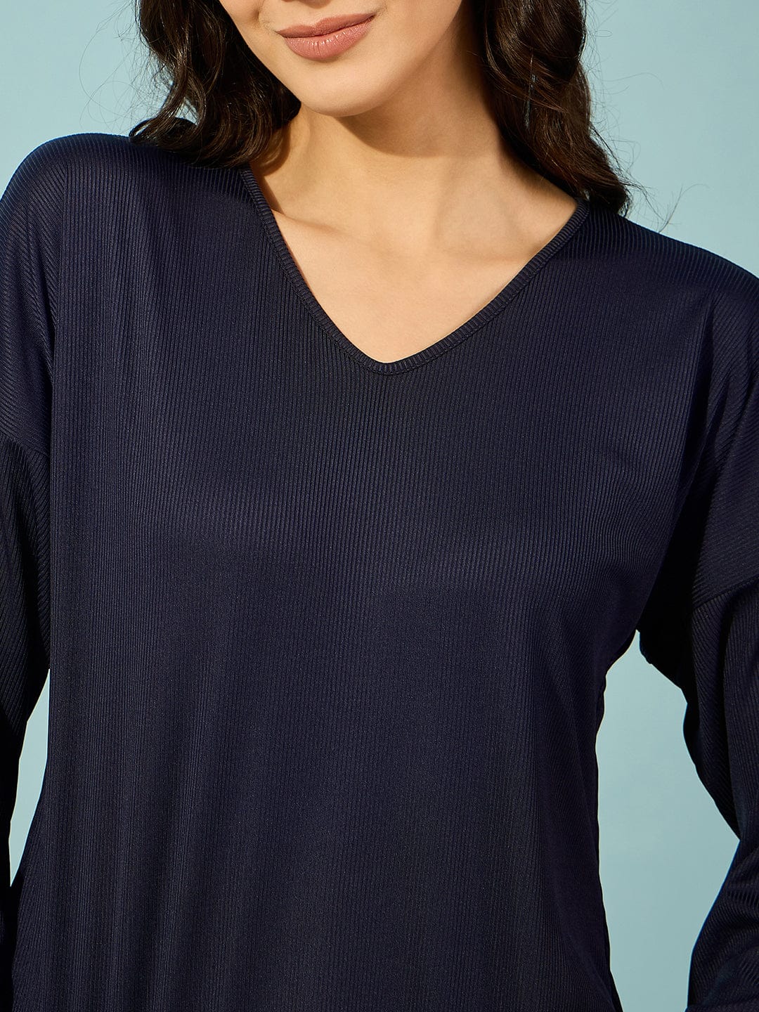 Ribbed Knit Long Sleeve Soft Pyjama Set for Women - Image 12