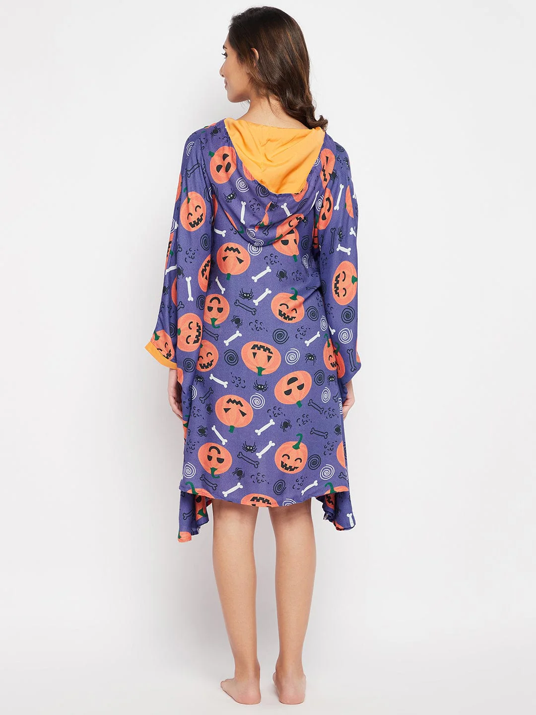 Purple Slim Fit hooded Halloween Kaftan Dress - Image 5