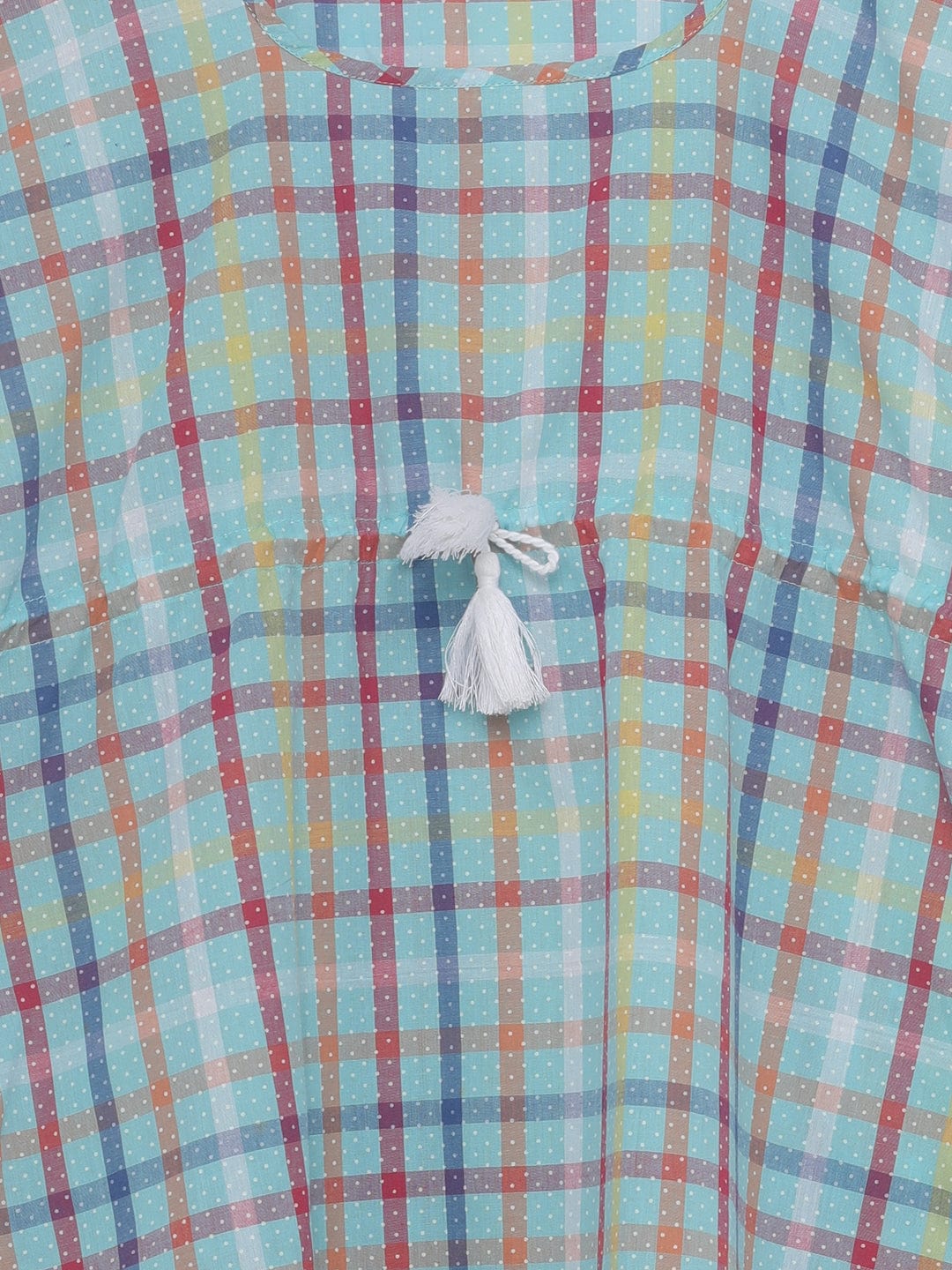 RAINBOW CHECKS KNEE LENGTH KAFTAN DRESS (Final Sale) - Image 3