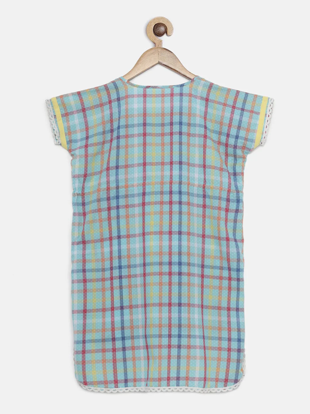 RAINBOW CHECKS KNEE LENGTH KAFTAN DRESS (Final Sale) - Image 4