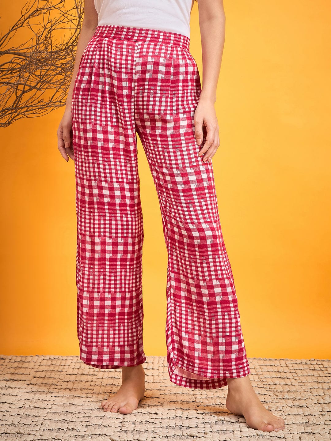 Red And White Checked Lounge Pants - Image 2