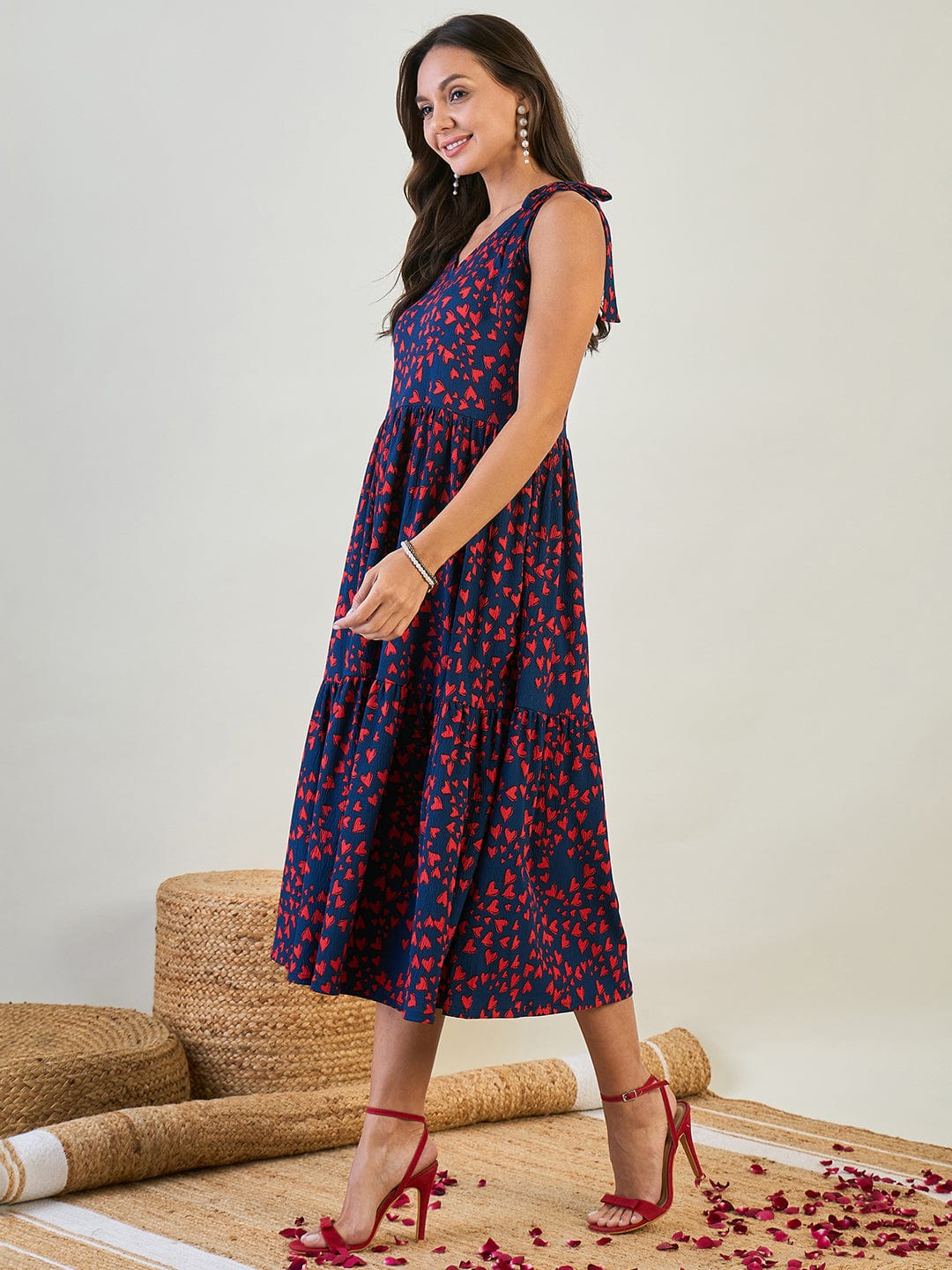 Red Hearts Sleeveless Dress - Image 3