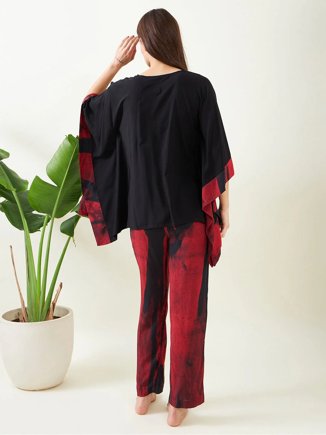 Red Midnight Kaftan Pajama Set - Image 4