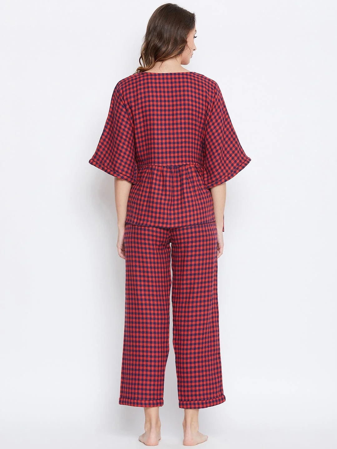Reversible Plaids and Stripes Cotton Lounge Set - (Clearance - Final Sale) - Image 4